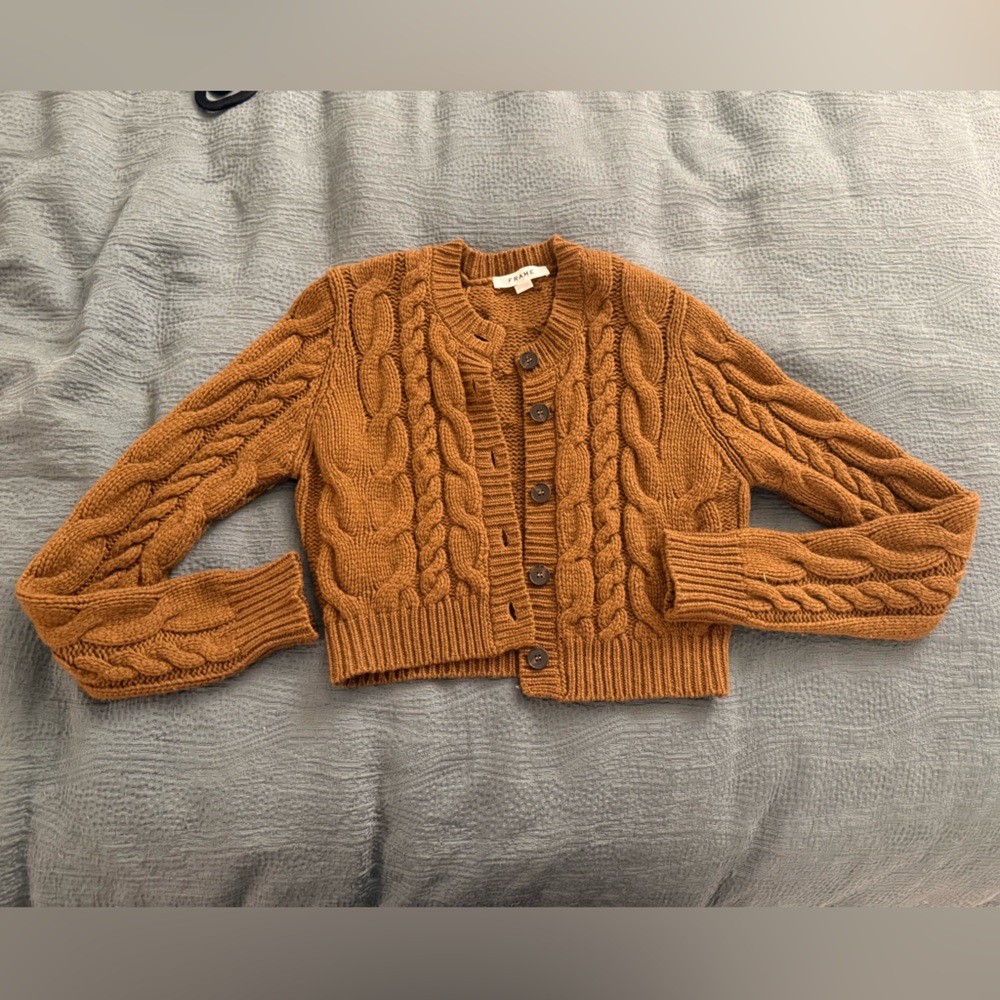 Frame Cropped Cable-Knit Cardigan